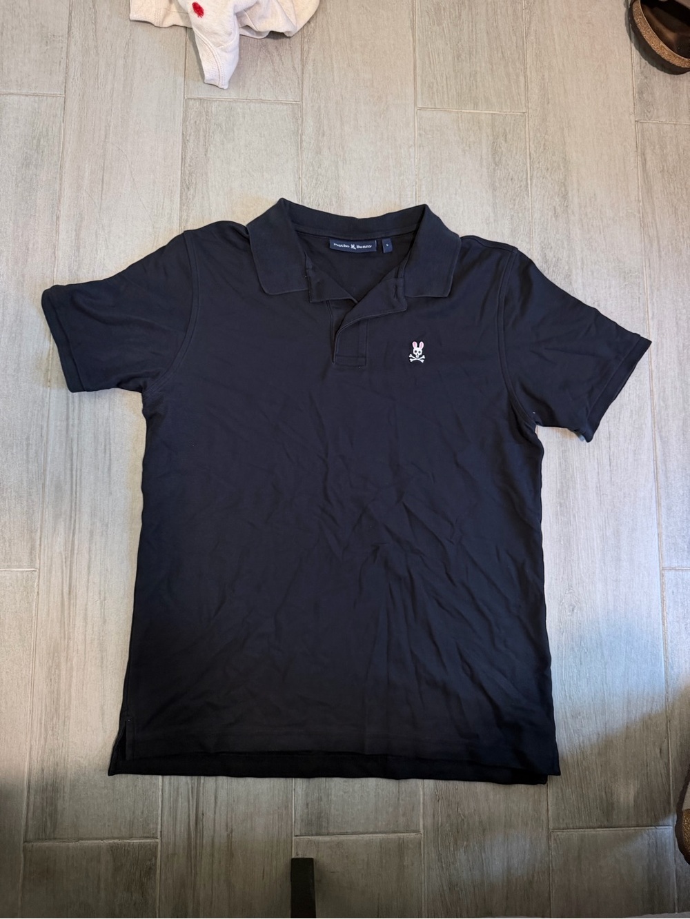 Psycho Bunny Black Short-Sleeve Polo with Logo